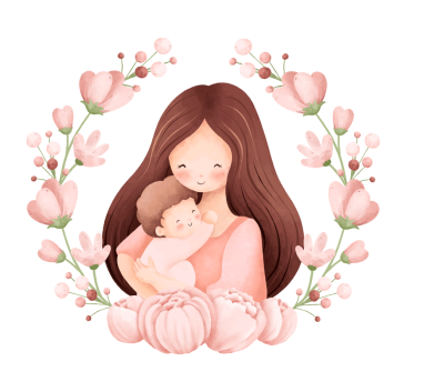 赤ちゃんを抱えているお母さんのイラスト